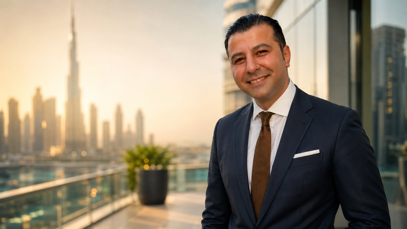 Iman Attabaei — Persian Dubai property advisor at his Sheikh Zayed Road office